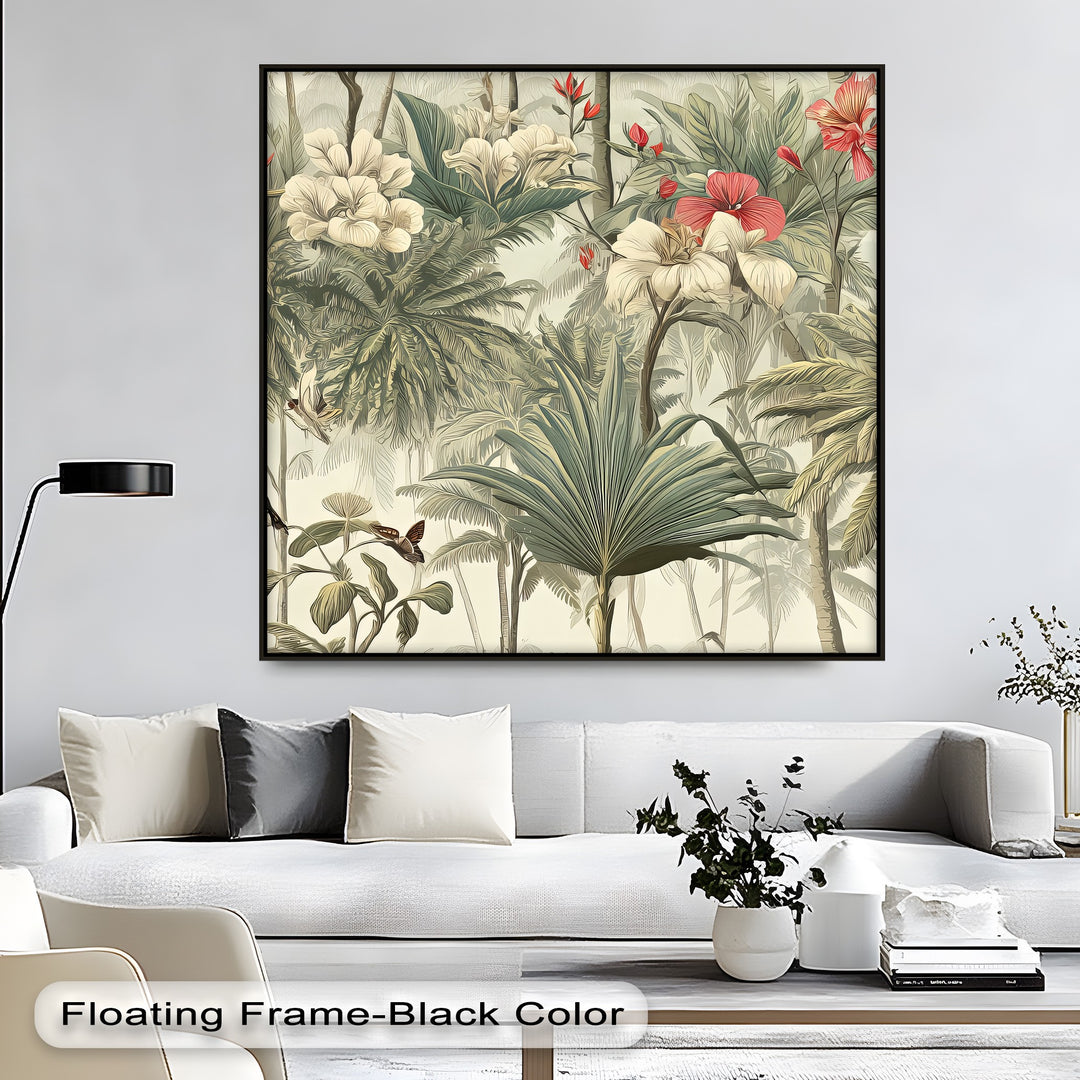 Exotic Palm and Hibiscus - Canvas Wall Art | Artwork Canvas