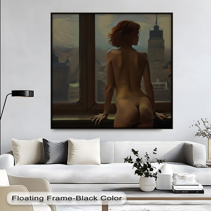 City of Silence – Nude Window Scene Canvas Print | Sexy Art