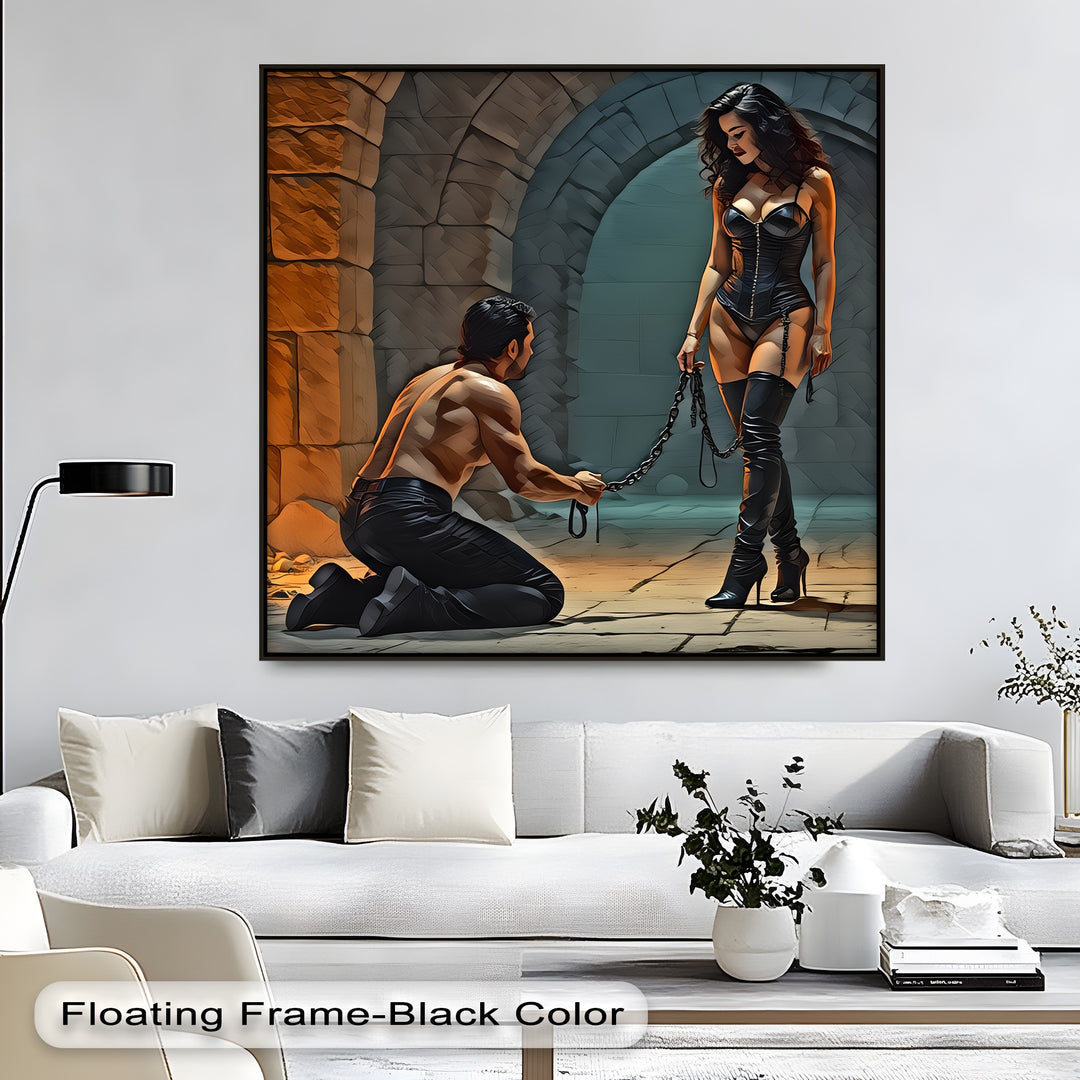 Kneel for Her – BDSM Erotic Canvas Wall Art | Nude Artwork