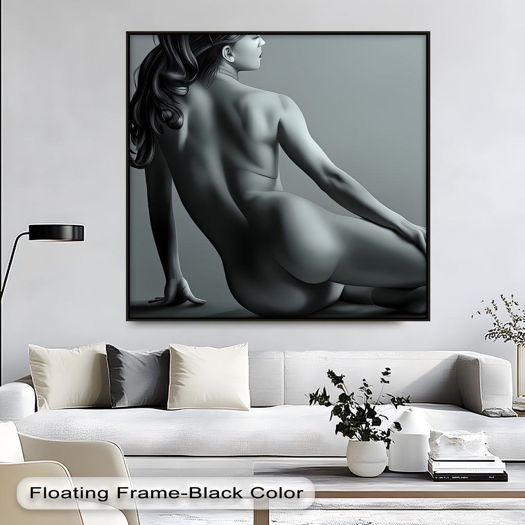 Silver Serenity – Nude Female Back Canvas Wall Art | Bedroom Art