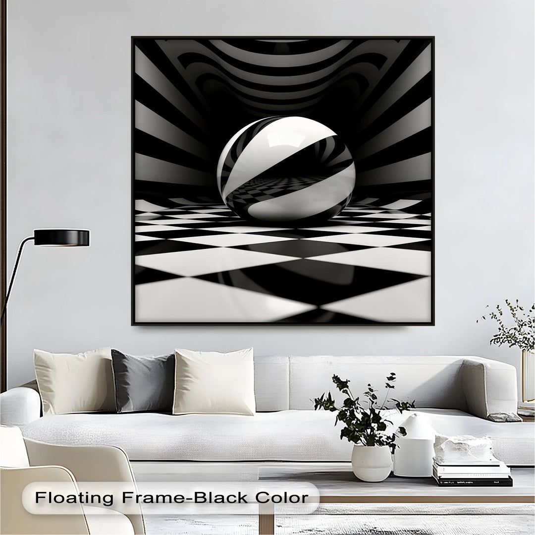 Geometric Sphere Illusion – Black & White Canvas Print - MyPhotoStation