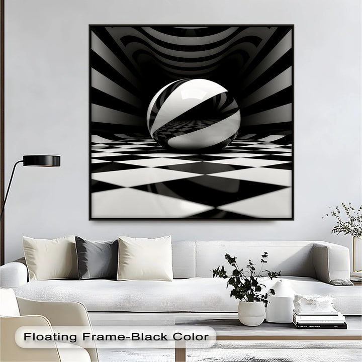 Geometric Sphere Illusion – Black & White Canvas Print - MyPhotoStation
