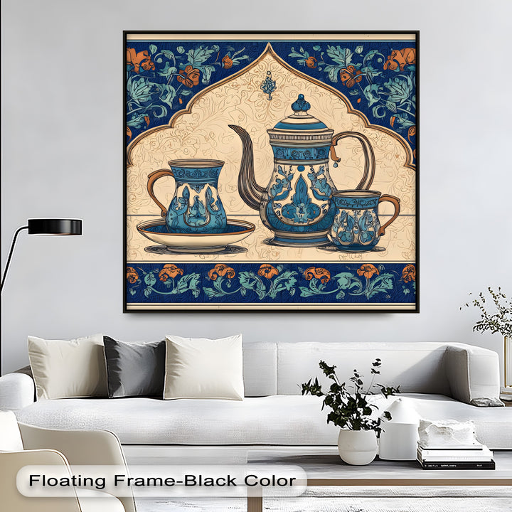 Ornate Blue Tea Set – Persian Canvas Print