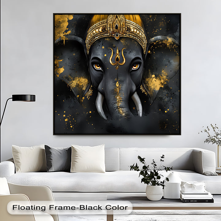 Divine Majesty – Lord Ganesha with Golden Accents Canvas Print