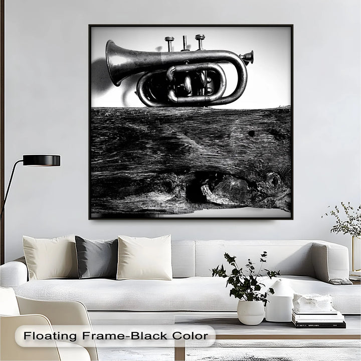 Rustic Trumpet Still Life – Black and White Vintage Music Canvas Prints - MyPhotoStation