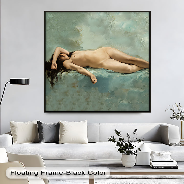 Celestial Nude – Serene Reclining Female Canvas Wall Art | Nude Art