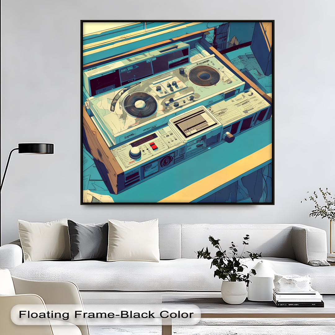 Backspin Station – Vintage DJ Console with Retro Tape Deck Canvas Print