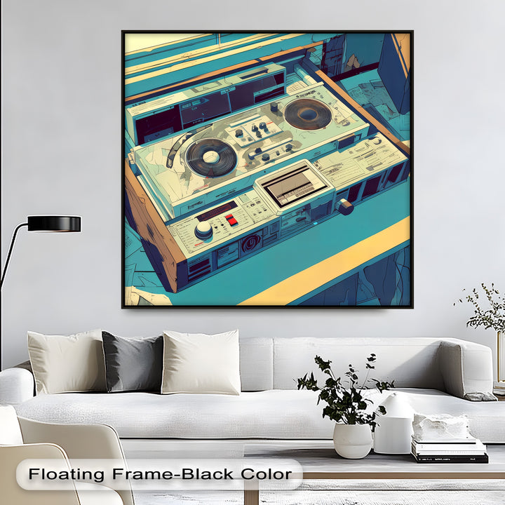 Backspin Station – Vintage DJ Console with Retro Tape Deck Canvas Print