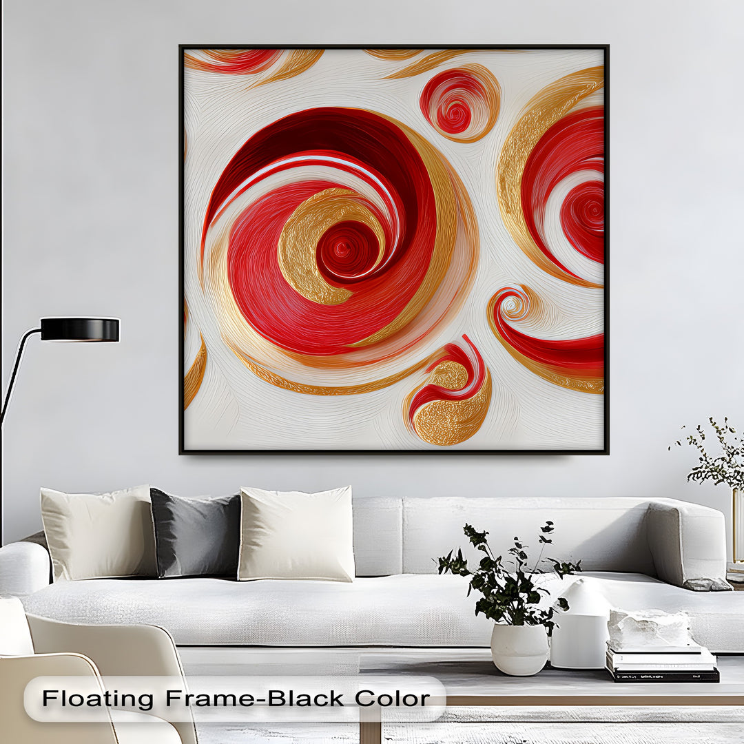 Golden Whirlwind – Red and Gold Abstract Spiral Canvas Print
