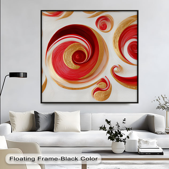 Golden Whirlwind – Red and Gold Abstract Spiral Canvas Print