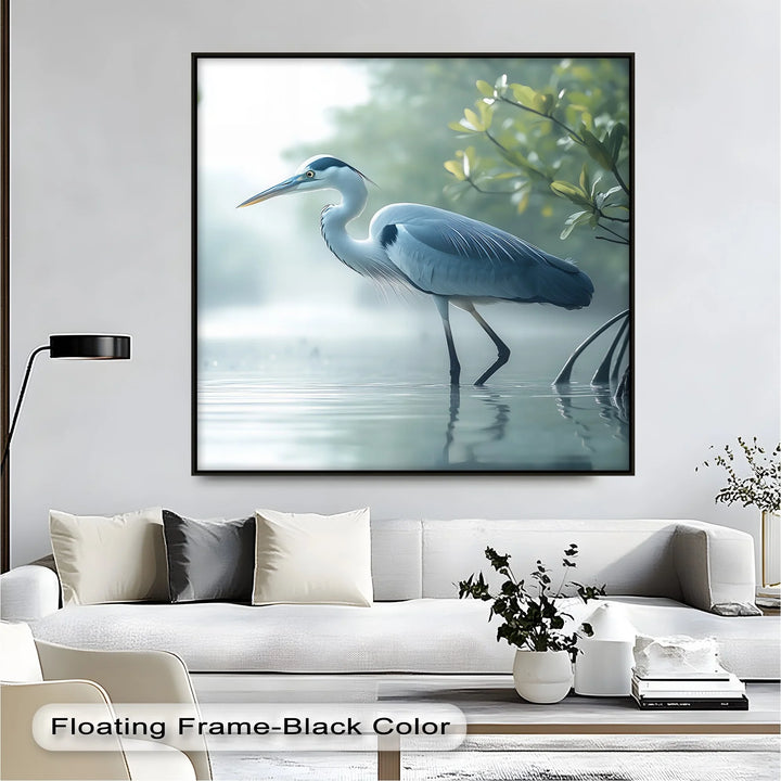 Silent Morning – Heron in the Misty Mangroves Canvas Wall Art - MyPhotoStation