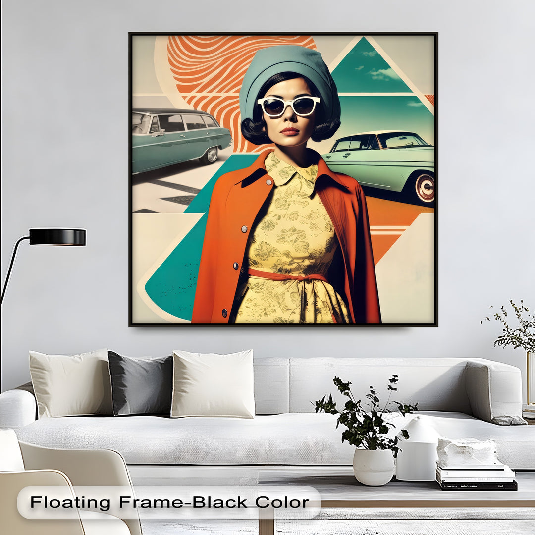 Retro Glamour Drive – Vintage Fashion & Classic Car Canvas Print