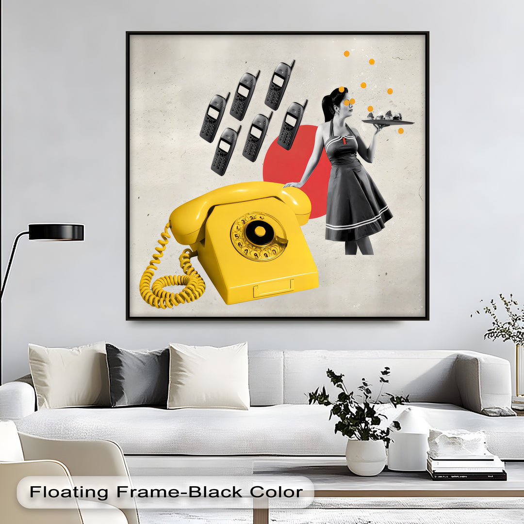 Dial & Serve – Retro Pop Art Telephone Canvas Print