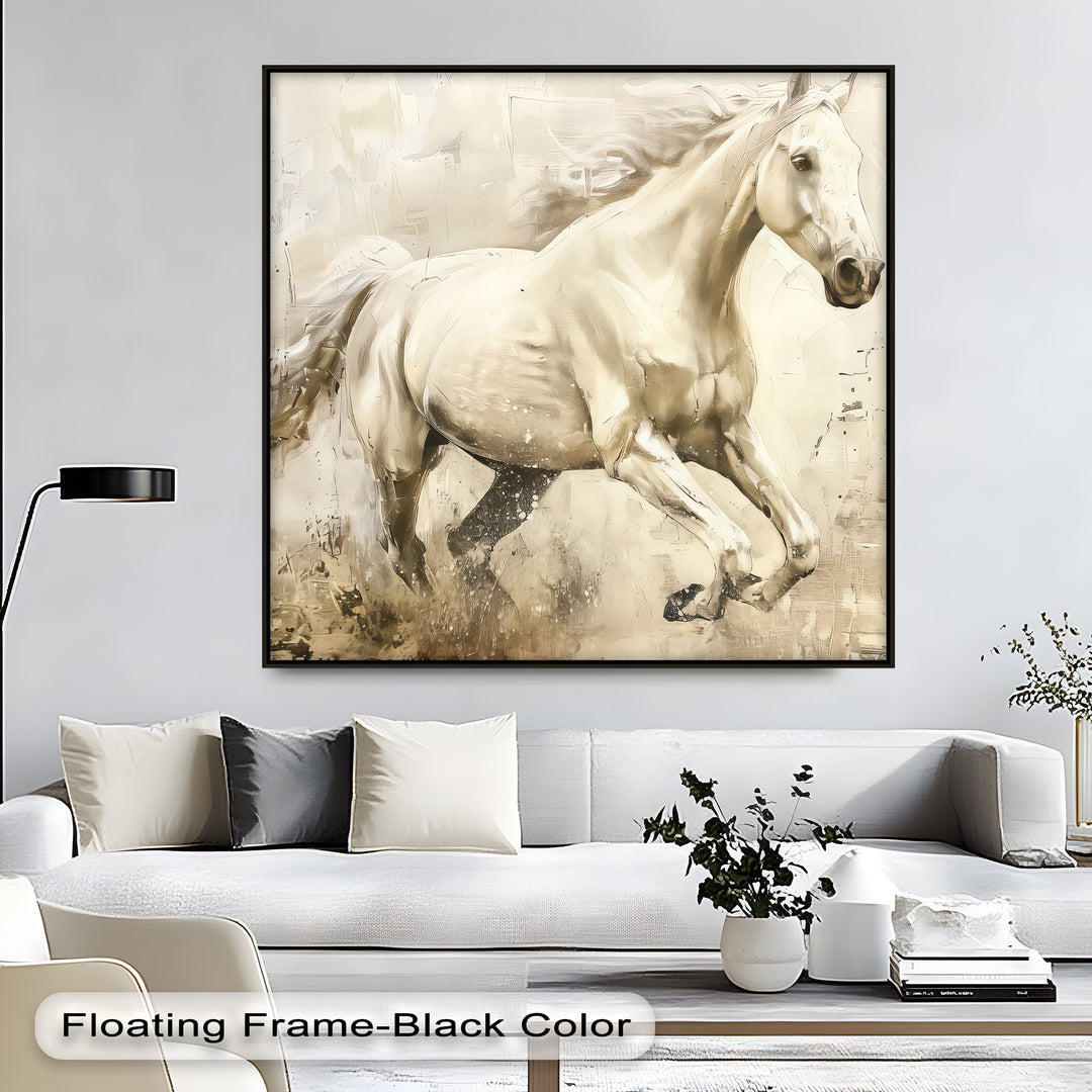 Golden Dune Spirit – Cream Stallion Abstract Canvas Print