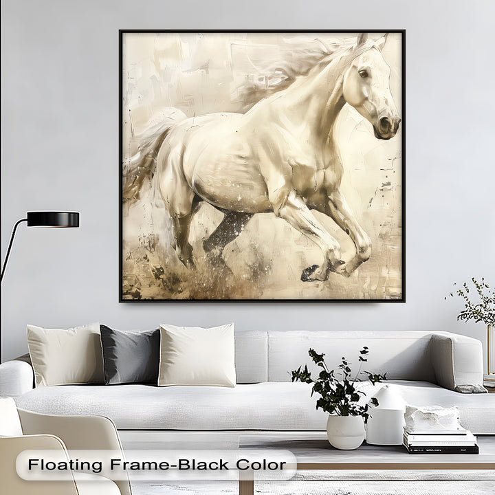 Golden Dune Spirit – Cream Stallion Abstract Canvas Print