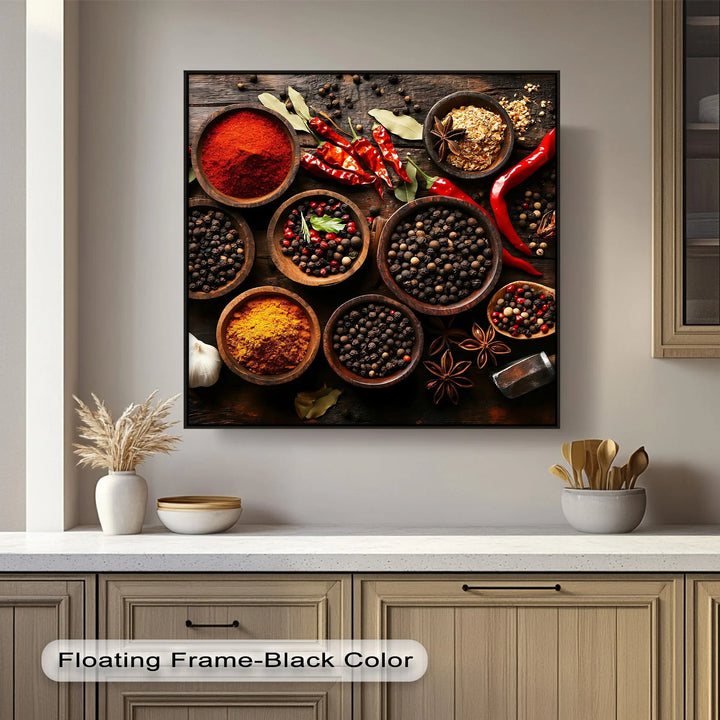 Spice Harmony – Rustic Spice Bowl Arrangement Kitchen Canvas Prints - MyPhotoStation