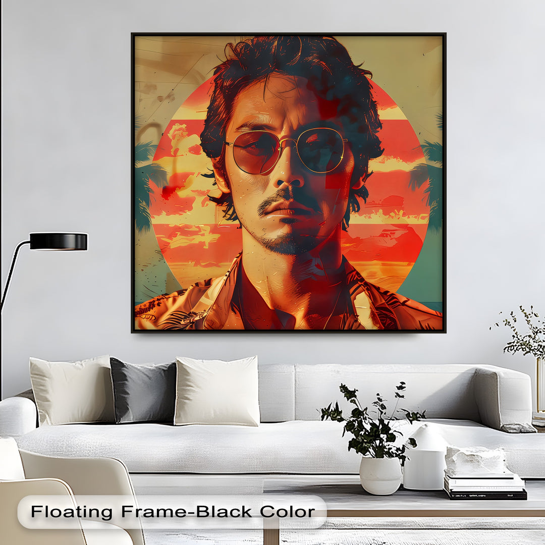 Sunset Rebel – Retro Tropical Portrait Canvas Print