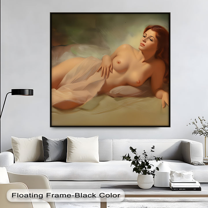 Golden Serenity – Reclining Nude Woman Canvas Wall Art | Big Canvas