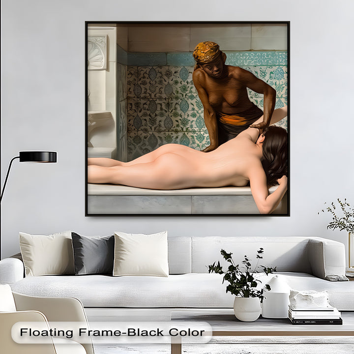The Bath Attendant – Hammam Erotic Canvas Wall Art | Naked Art