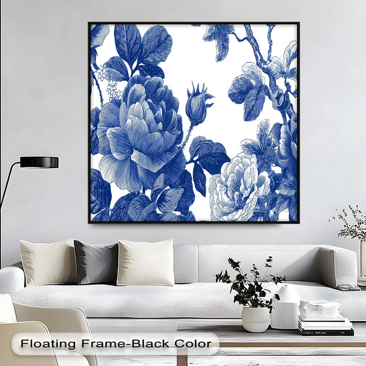 Botanical Blue Rose Garden – Vintage Floral Canvas Print - MyPhotoStation
