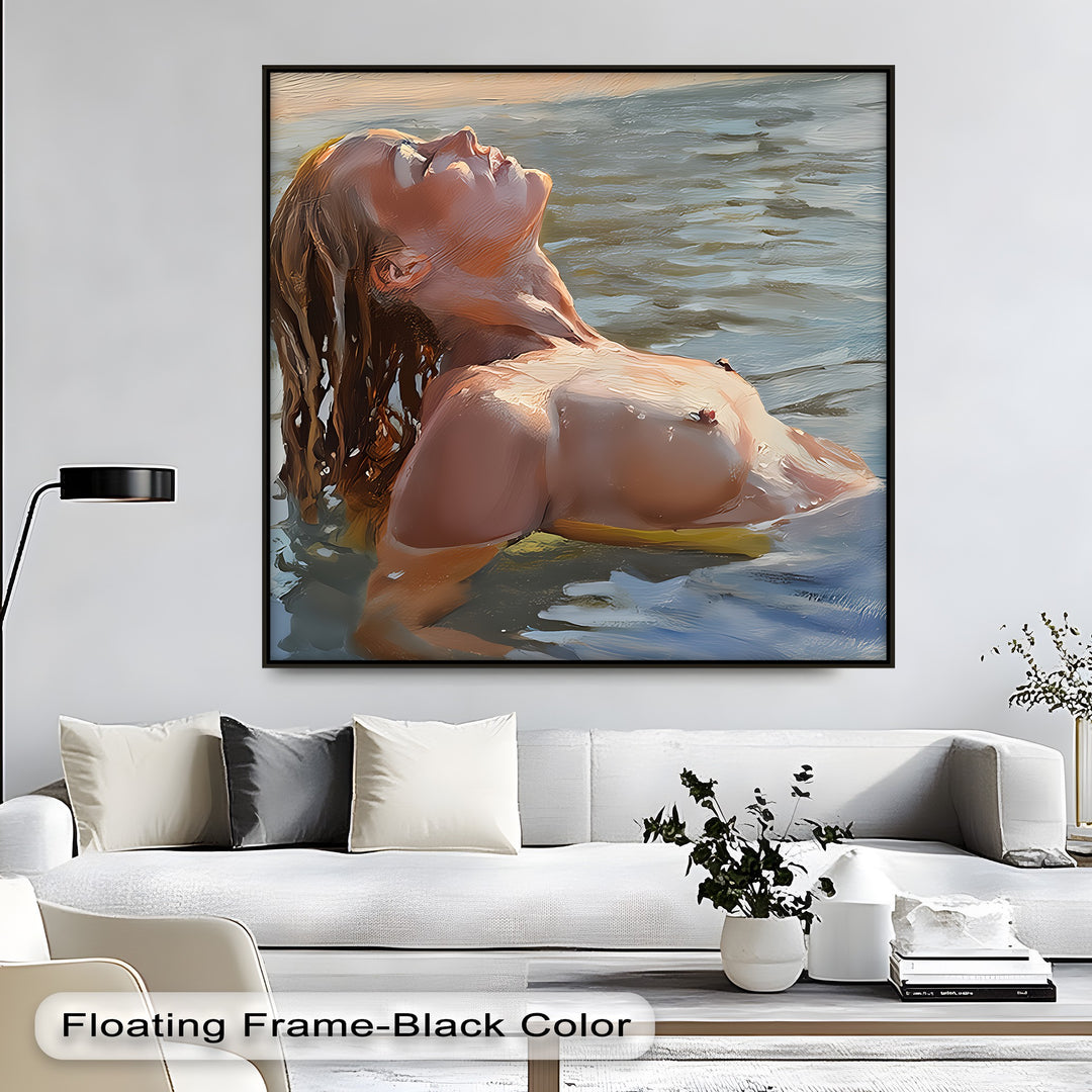 Liquid Reverie – Nude Woman in Water Erotic Canvas Wall Art | Sexy Art