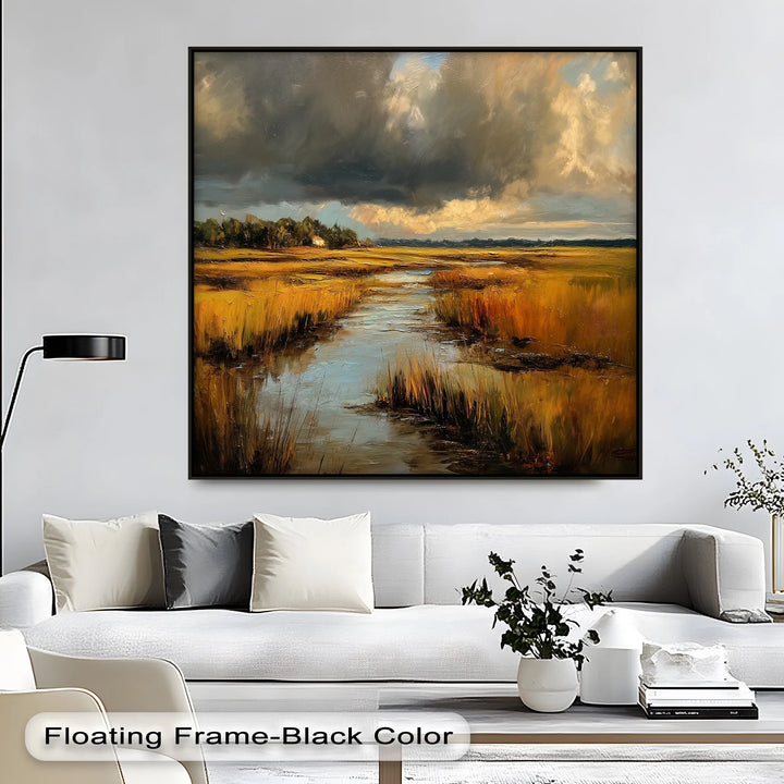Golden Marshlands – Dramatic Sunset Landscape Canvas Print - MyPhotoStation
