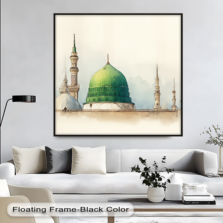 Sacred Serenity – Green Dome of Al-Masjid an-Nabawi Canvas Print