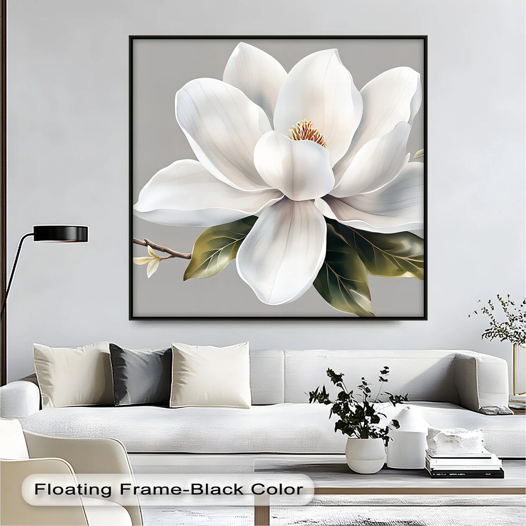 Magnolia Whisper – soft botanical canvas wall décor.

