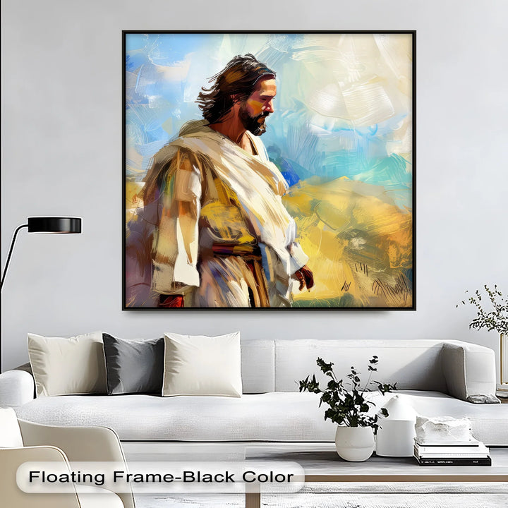Solitude in Spirit – Abstract Jesus in the Wilderness Canvas Print