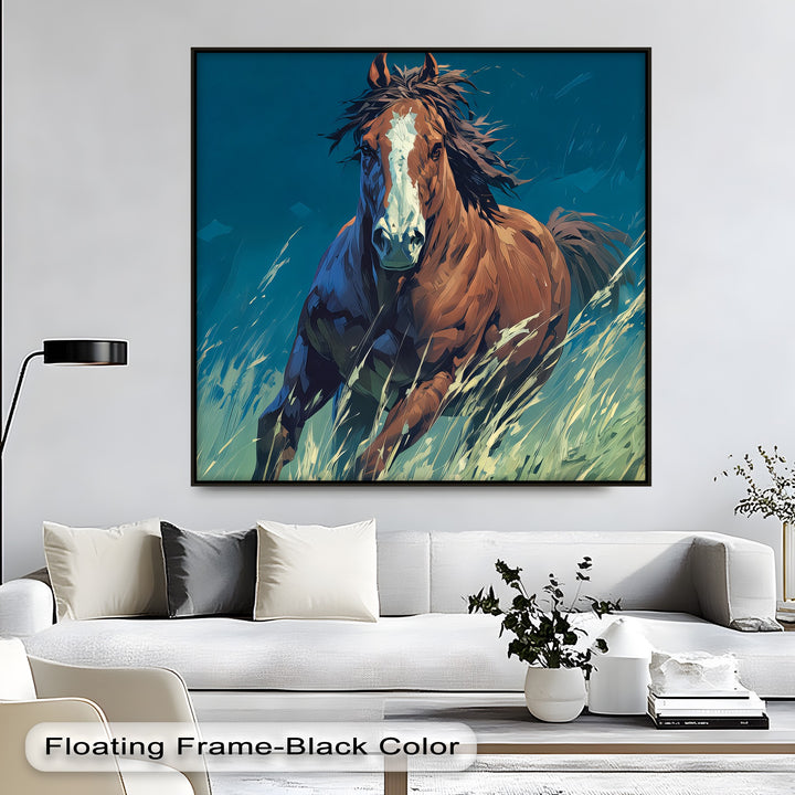 Wildfire Spirit – Galloping Horse in Vibrant Field Canvas Print
