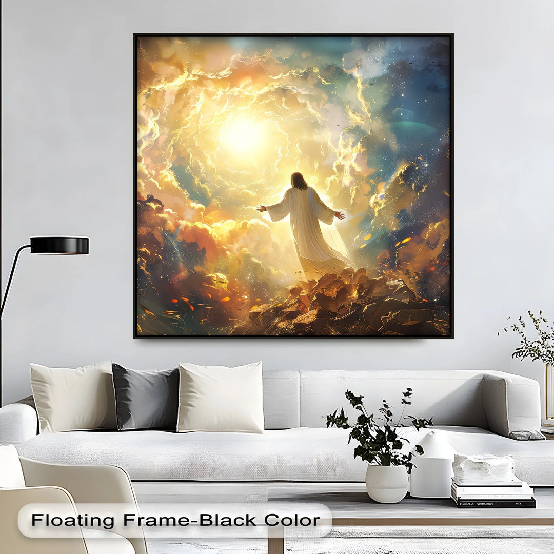 Heavenly Ascension – Jesus in Celestial Light Canvas Print
