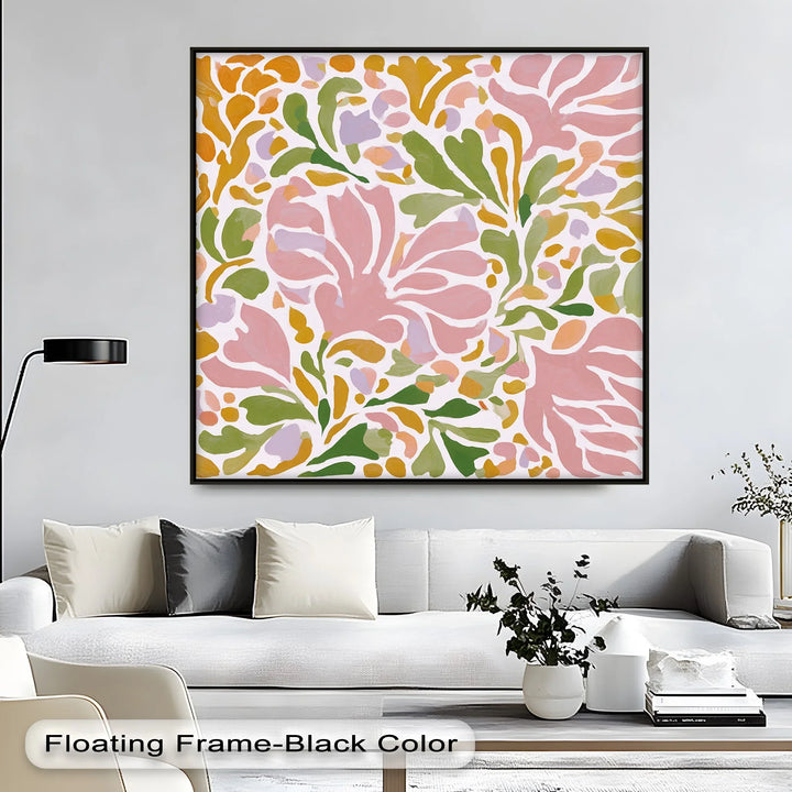 Boho Floral Harmony – Pastel Botanical Pattern Canvas Print - MyPhotoStation