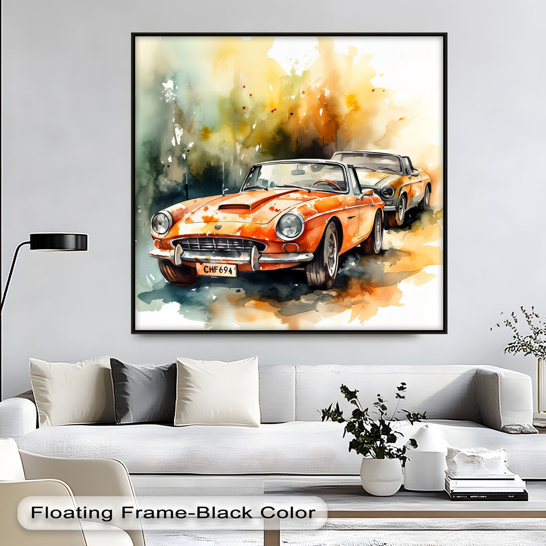 Orange Convertible Classic Cars – Car Canvas Print - MyPhotoStation