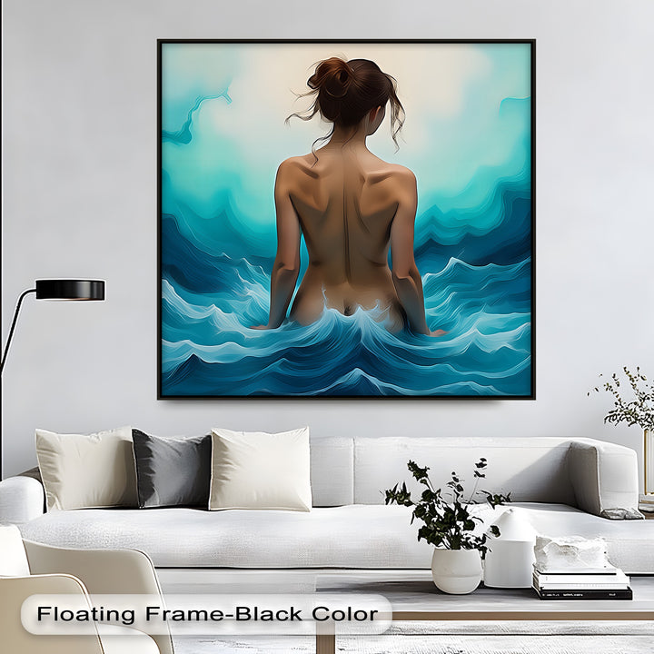 Emerald Tide Nude Woman Back – Erotic Canvas Wall Art | Large Canvas