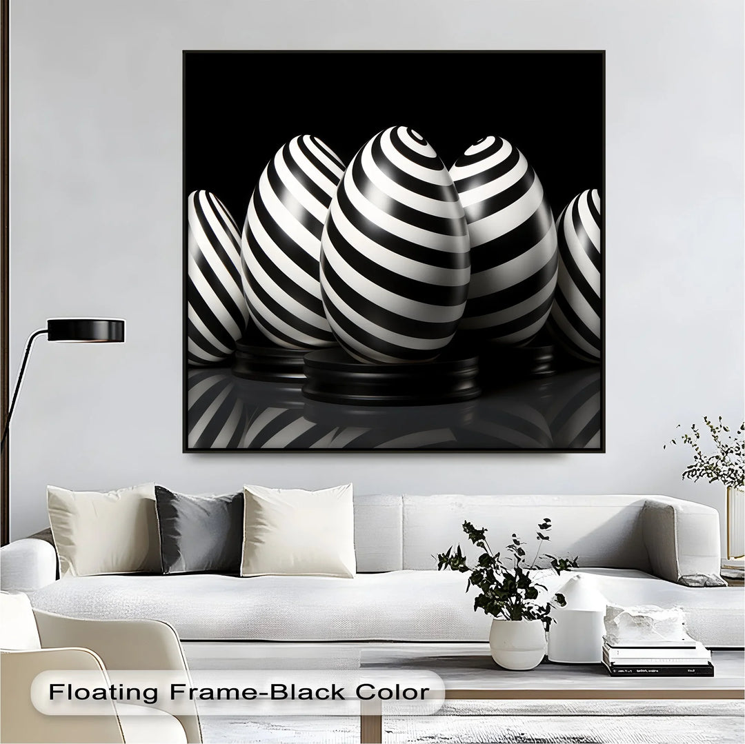 Modern Spiral Egg Pattern – Black & White Canvas Print - MyPhotoStation