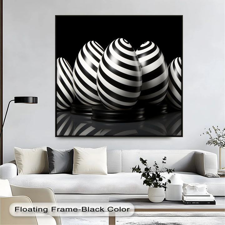Modern Spiral Egg Pattern – Black & White Canvas Print - MyPhotoStation