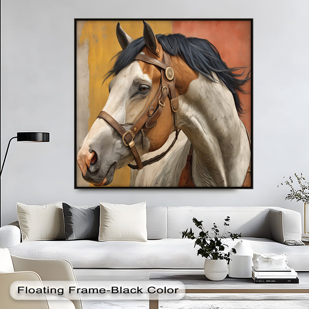 Western Spirit – Brown and White Horse Portrait Canvas Print