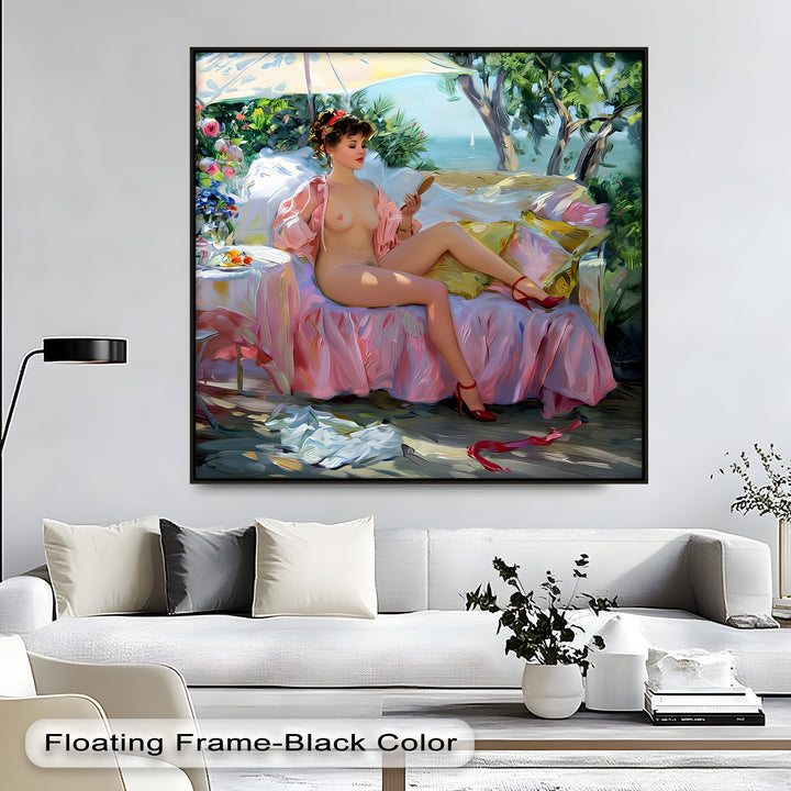 Garden Reverie – Romantic Nude Flower Canvas Wall Art | Artwork Canvas