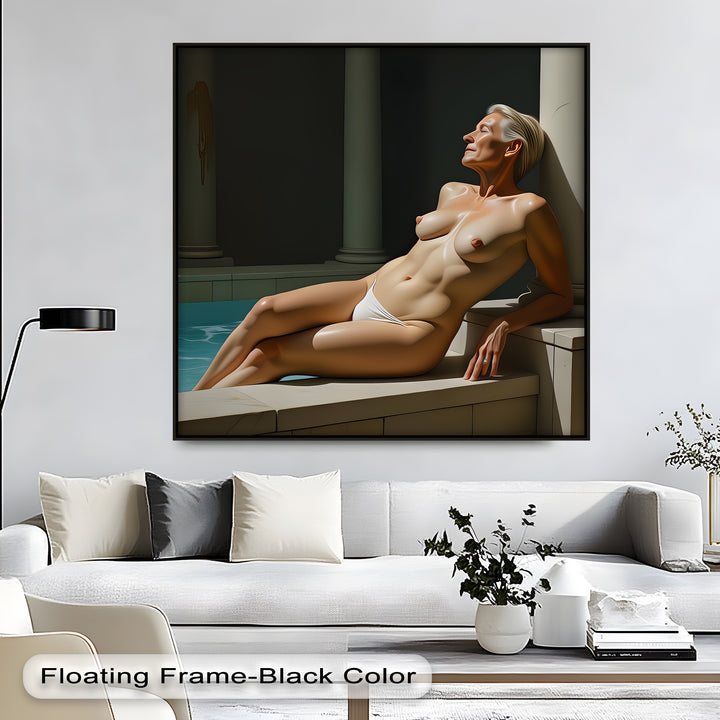 Mature Nude Poolside - Erotic Canvas Wall Art | Sexy Art