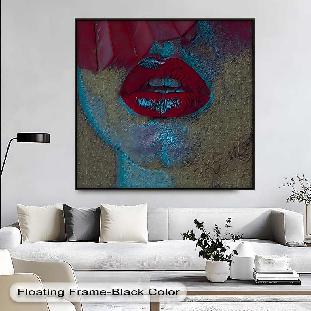 Velvet Silence – Erotic Red Lips Canvas Wall Art | Sexy Artwork