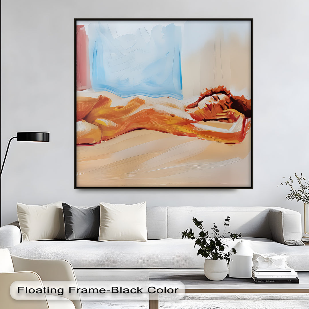 Painted Reverie – Abstract Nude Wall Art | Large Framed Canvas
