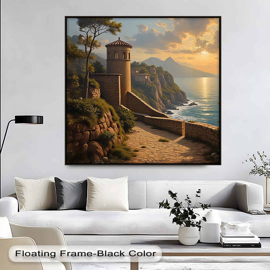 Coastal Sunset Path – Mediterranean Seaside Canvas Wall Art | Canvas Art