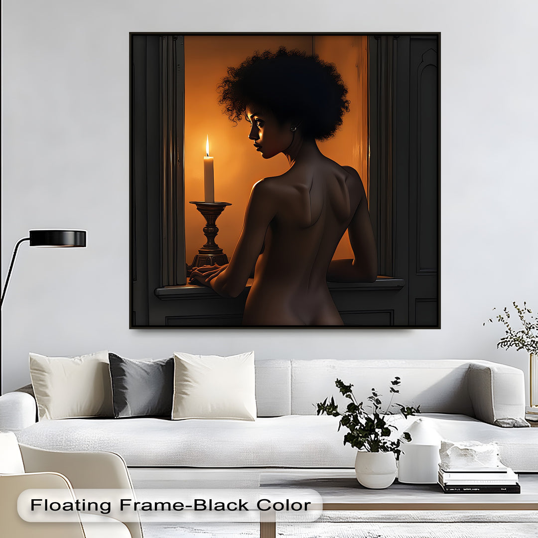 Candlelight Gaze – Erotic Canvas Wall Art | Framed Bedroom Art