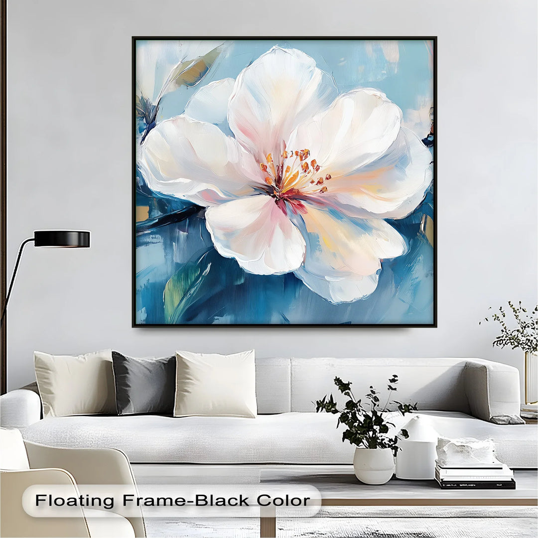 Blossom in Blue Haze – White Petal Flower on Sky Canvas Prints - MyPhotoStation
