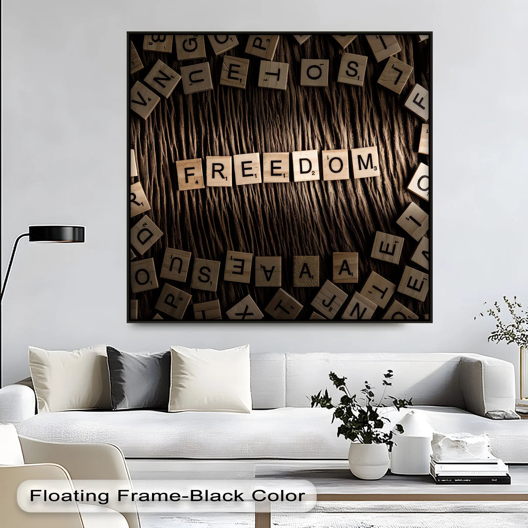 Freedom in Letters – Scrabble-Inspired Motivational Canvas Print