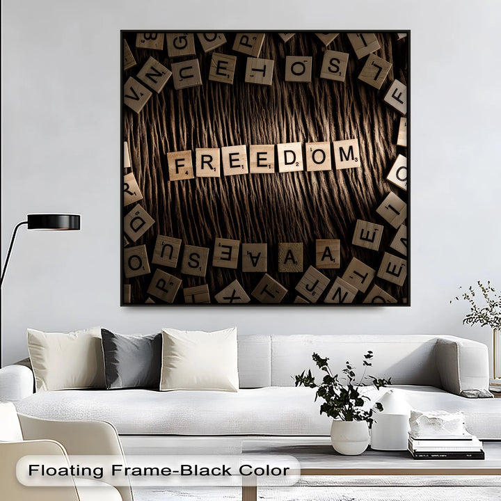Freedom in Letters – Scrabble-Inspired Motivational Canvas Print