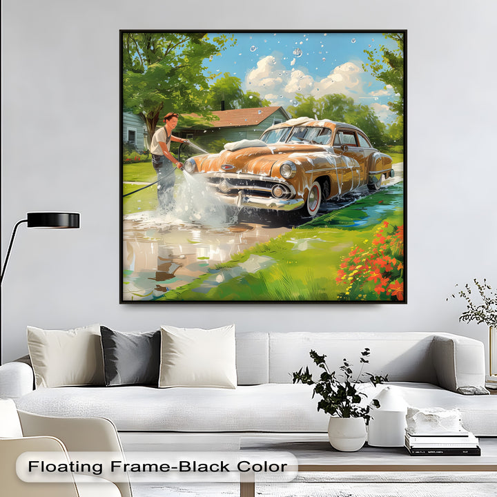 Classic Car Wash Nostalgia – Car Canvas Print
