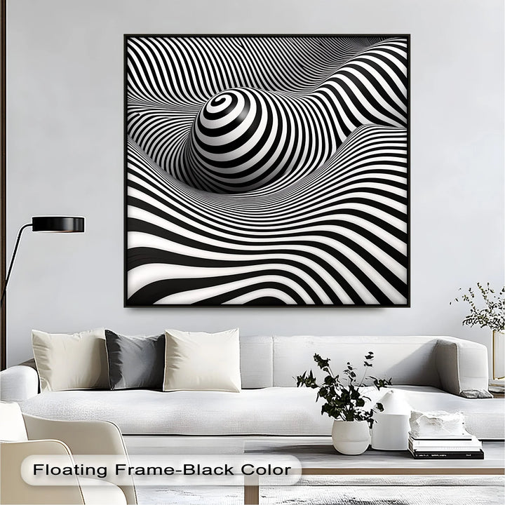 Hypnotic Spiral Wave Illusion – Black & White Canvas Print - MyPhotoStation