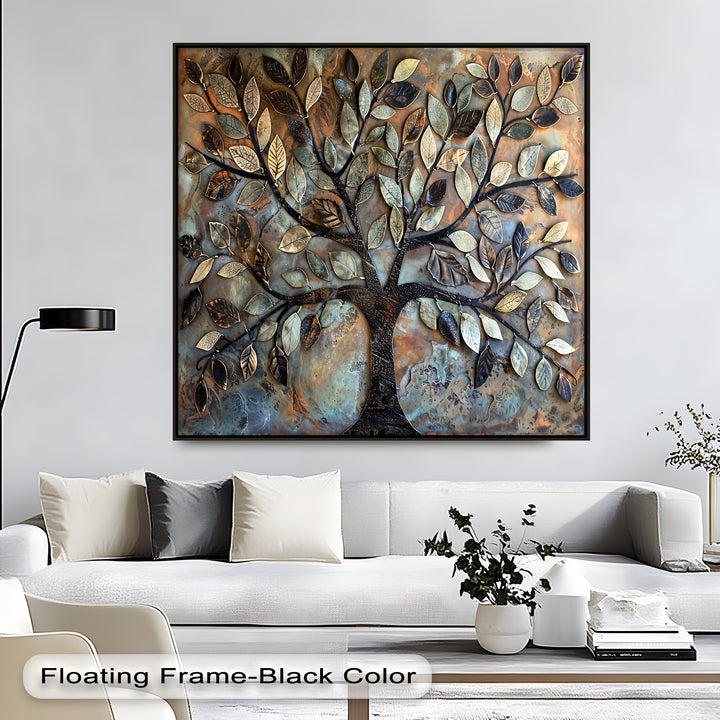 The organic flow of the sculptural branches and layered leaves on this Tree of Life best canvas prints creates a subtle sense of movement.