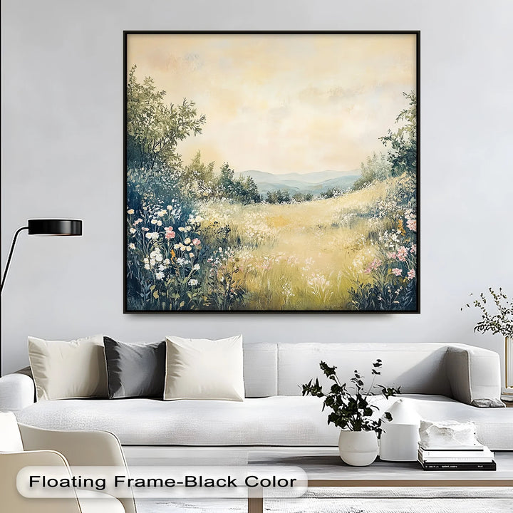 Golden Meadow Horizon – Serene Landscape Canvas Print - MyPhotoStation